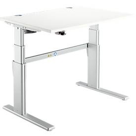 Schreibtisch Komfort, 2-stufig elektrisch höhenverstellbar, B 1200 mm, weiß/weißalu