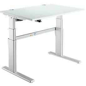 Schreibtisch Komfort, elektrisch höhenverstellbar, Rechteck, C-Fuss, B 1200 x T 800 x H 655-1305 mm, lichtgrau/weissaluminium RAL 9006