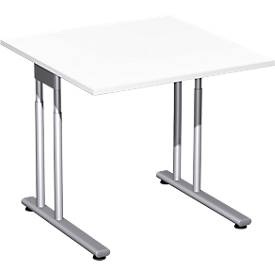 Schreibtisch PALENQUE, C-Fuss, Rechteck, B 800 x T 800 x H 680-820 mm, weiss