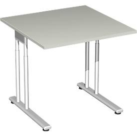 Schreibtisch PALENQUE, C-Fuss, Rechteck, B 800 x T 800 x H 680-820 mm, lichtgrau