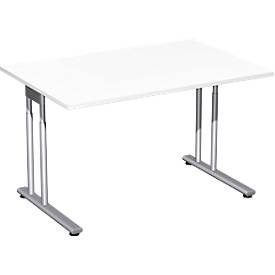 Schreibtisch PALENQUE, C-Fuß, Rechteck, B 1200 x T 800 x H 680-820 mm, weiß