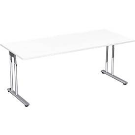 Schreibtisch PALENQUE, C-Fuss, Rechteck, B 1800 x T 800 x H 680-820 mm, weiss