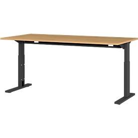 Schreibtisch Profi 2.0, rechteckig, C-Fuß, B 1600 x T 800 x H 700-810 mm, lichtgrau/silber