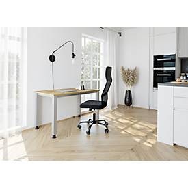 Hammerbacher Höhenverstellbarer gerader Schreibtisch mit 4 Füßen Express Q Eiche 1.400 x 672 x 685 - 810 mm