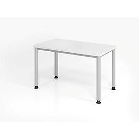 Hammerbacher Höhenverstellbarer gerader Schreibtisch mit 4 Füßen Express Q Weiß 1.200 x 672 x 685 - 810 mm