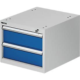 Schubladenkasten zur TOP-Werkbank, Block 2, lichtgrau/blau