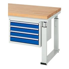 RAU Unterbau-Schubladencontainer BxT 580 x 650 mm, für Tisch-Serie 600 Schubladenhöhe 4 x 90 mm