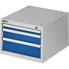 Schubladenkasten zur TOP-Werkbank, Block 1, lichtgrau/blau