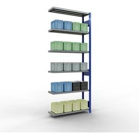 Schulte Lagertechnik Fachbodenregal-Stecksystem MULTIplus 250, Anbauregal, Längenriegel, 2500x1000x300 mm, 6 Böden, enzianblau/verzinkt