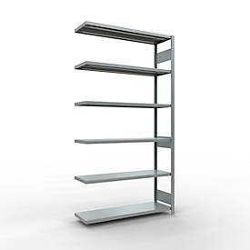 Schulte Lagertechnik Fachbodenregal-Stecksystem MULTIplus 250, Anbauregal, Längenriegel, 2500x1300x400 mm, 6 Böden, verzinkt