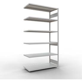 Schulte Lagertechnik Fachbodenregal-Stecksystem MULTIplus 250, Anbauregal, Längenriegel, 2500x1300x600 mm, 6 Böden, lichtgrau