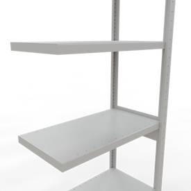 Schulte Lagertechnik Fachbodenregal-Stecksystem MULTIplus 250, Anbauregal, Längenriegel, 2500x750x400 mm, 6 Böden, lichtgrau