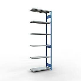 Schulte Lagertechnik Fachbodenregal-Stecksystem MULTIplus 250, Anbauregal, Längenriegel, 3000x1000x400 mm, 7 Böden, enzianblau/verzinkt
