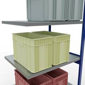 Schulte Lagertechnik Fachbodenregal-Stecksystem MULTIplus 250, Anbauregal, Längenriegel, 3000x1000x800 mm, 7 Böden, enzianblau/verzinkt