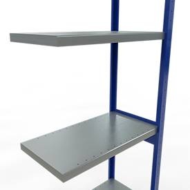 Schulte Lagertechnik Fachbodenregal-Stecksystem MULTIplus 250, Anbauregal, Längenriegel, 3000x750x400 mm, 7 Böden, enzianblau/verzinkt