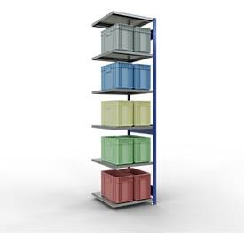 Schulte Lagertechnik Fachbodenregal-Stecksystem MULTIplus 250, Anbauregal, Längenriegel, 3000x750x800 mm, 7 Böden, enzianblau/verzinkt