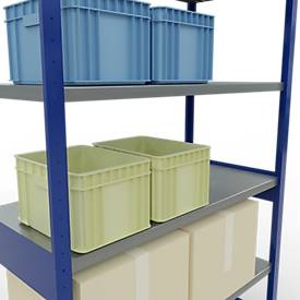 Schulte Lagertechnik Fachbodenregal-Stecksystem MULTIplus 250, Grundregal, Längenriegel, 2500x1300x600 mm, 6 Böden, enzianblau/verzinkt