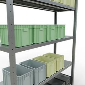Schulte Lagertechnik Fachbodenregal-Stecksystem MULTIplus 250, Grundregal, Längenriegel, 2000x1300x400 mm, 5 Böden, verzinkt
