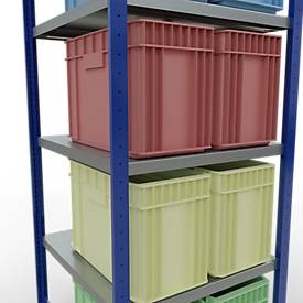 Schulte Lagertechnik Fachbodenregal-Stecksystem MULTIplus 250, Grundregal, Längenriegel, 2000x750x800 mm, 5 Böden, enzianblau/verzinkt
