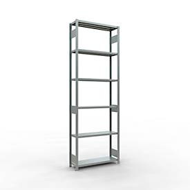 Schulte Lagertechnik Fachbodenregal-Stecksystem MULTIplus 250, Grundregal, Längenriegel, 3000x1000x300 mm, 7 Böden, verzinkt