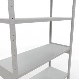 Schulte Lagertechnik Fachbodenregal-Stecksystem MULTIplus 250, Grundregal, Längenriegel, 3000x1300x500 mm, 7 Böden, lichtgrau