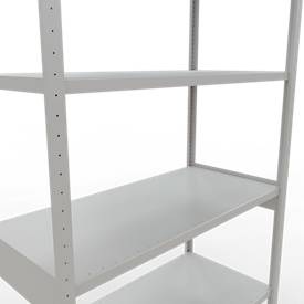 Schulte Lagertechnik Fachbodenregal-Stecksystem MULTIplus 250, Grundregal, Längenriegel, 3000x1300x600 mm, 7 Böden, lichtgrau