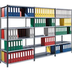 SET Archivregal, zweiseitig, T 600 mm, Böden lackiert