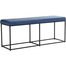 Sitzbank Paperflow Cube, für 3 Personen, Industrial Design, Polyesterbezug, Gestell Stahl & Sperrholz, B 1200 x T 360 x H 495 mm, blau