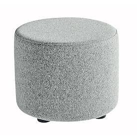 Sitzhocker TAPA Round, Sperrholz, gepolstert, Schurwolle-Bezug, grau