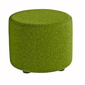 Sitzhocker TAPA Round, Sperrholz, gepolstert, Schurwolle-Bezug, grün