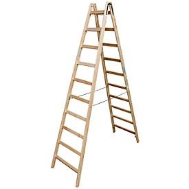 KRAUSE® Holz-Sprossenleiter, 2-seitig begehbar, Standhöhe 2,05 m