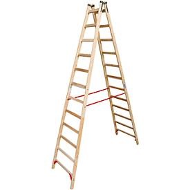 KRAUSE® Holz-Sprossenleiter, 2-seitig begehbar, Standhöhe 2,55 m