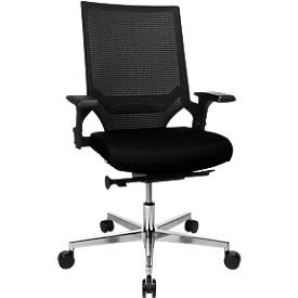 Topstar Bürostuhl T300, Synchronmechanik, mit Armlehnen, Netzrücken Lendenwirbelstütze, Muldensitz, schwarz/schwarz