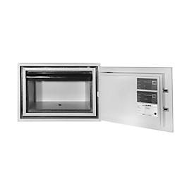 Tresor FRS 32, Feuerwiderstand LFS 60P nach EN 15659, Sicherheitsstufe S 2, Elektronikschloss & Schlüsselschloss, 1 ausziehbarer Fachboden, B 445 x T 425 x H 315 mm, lichtgrau RAL 7035