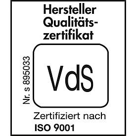 Tresor Lyra 5, Widerstandsgrad 0 nach EN 1143-1, Volumen 109 l, Türanschlag rechts, Doppelbartschloss mit 2 Schlüsseln, 2 Fachböden, inkl. Verankerungsmaterial, B 500 x T 420 x H 950 mm, lichtgrau RAL 7035