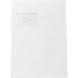 Versandtaschen, C4, mit Haftklebeverschluss, mit Fenster, hochweiss, Recyclingpapier, 250 Stück