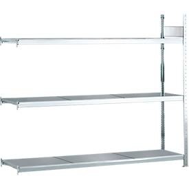 Weitspannregal, mit Stahlboden, Höhe 2000 mm Spannweite 2250 mm Anbauregal, Tiefe 400 mm