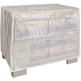 Wetterfeste Abdeckhaube für Gitterbox, 2 Reißverschlüsse, transparent