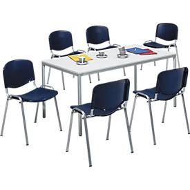 6 Stapelstühle + Besprechungstisch SET