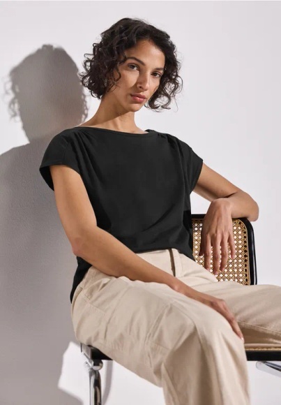 STREET ONE Shirttop, mit Raffung an der Schulter
