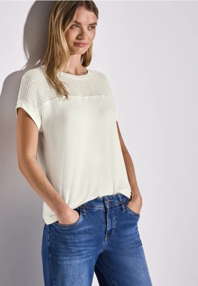 STREET ONE Shirttop, mit Lochmuster Detail