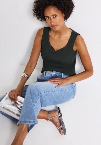 STREET ONE Shirttop »GANIA«, mit Herzausschnitt und Stretch