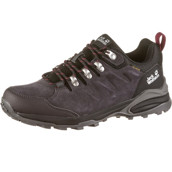 Jack Wolfskin Wasserdichte Frauen Wanderschuhe aus Leder Refugio Texapore Low Women 40.5 grau dark steel / purple