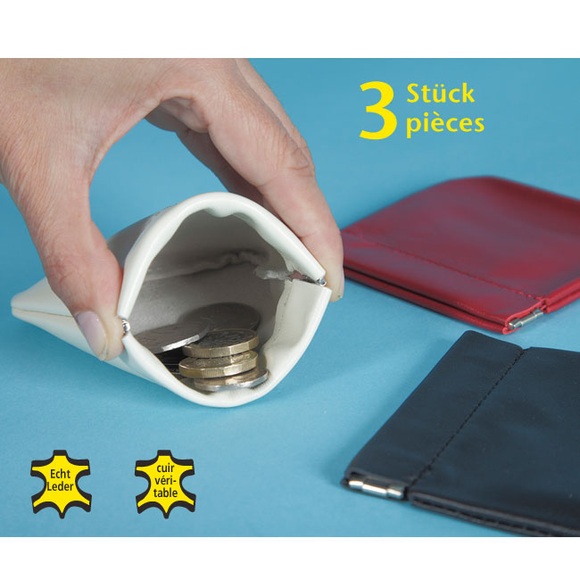 Schnapp-Börse 3er Set (Bewährtes Leder-Portemonnaie mit Schnapp-Verschluss)