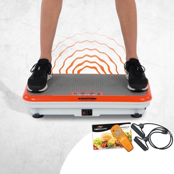 VibroShaper™ Vibrationsplatte 3 Intensitätsstufen 200 Watt (Set, 2-tlg., mit Trainingsbändern)