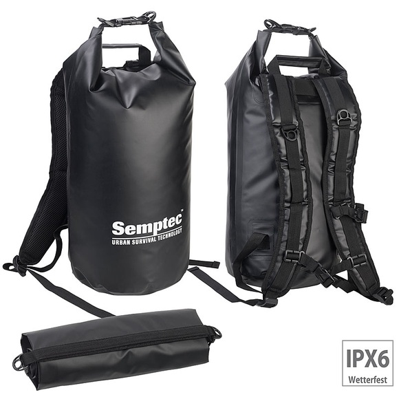 Semptec Urban Survival Technology Wasserdichter Trekking-Rucksack aus Lkw-Plane, 20 Liter, schwarz, IPX6
