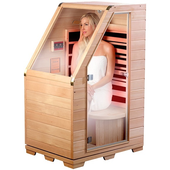 newgen medicals Kompakte Infrarot-Sitzsauna aus Hemlock-Holz, 760 W, 0,62 m²
