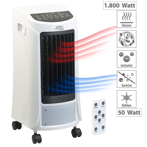 Sichler Haushaltsgeräte 4in1-Klimagerät zum Kühlen und Heizen, mit Ionisator-Funktion, 1.800 W