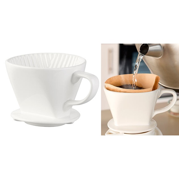Rosenstein & Söhne Porzellan-Kaffeefilter für Filtertüten der Grösse 4, bis 4 Tassen, weiss