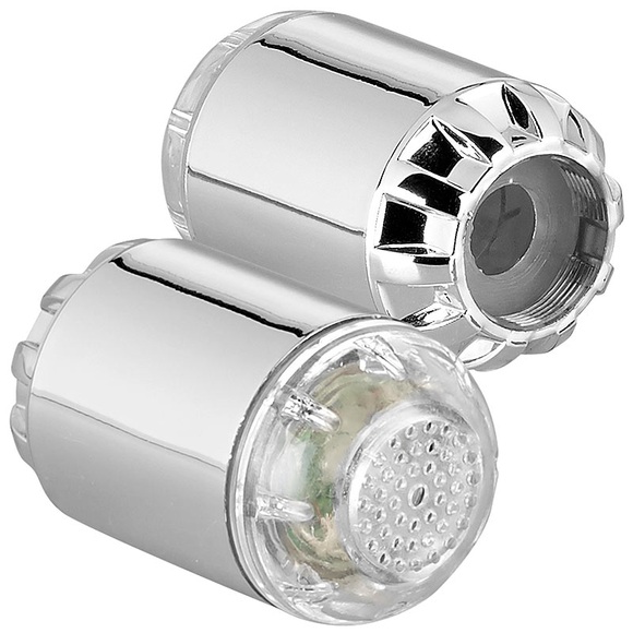 infactory 2 Dynamo-LED-Wasserhahnaufsätze zur Temperaturkontrolle, 3 Farben